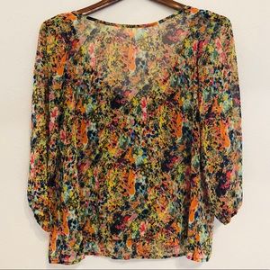 Multi-Color blouse with bow detail in back: Size M